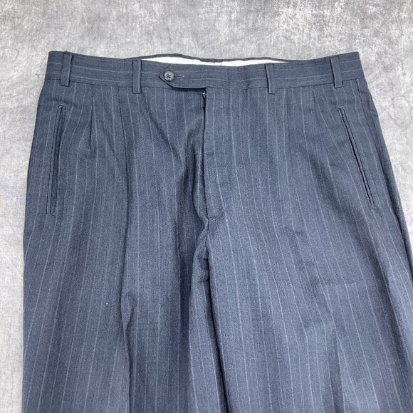 Macys Design Studio Suit Men 44 35Wx28L Gray Stripe Classic‎ Career Wool USA - Picture 13 of 16